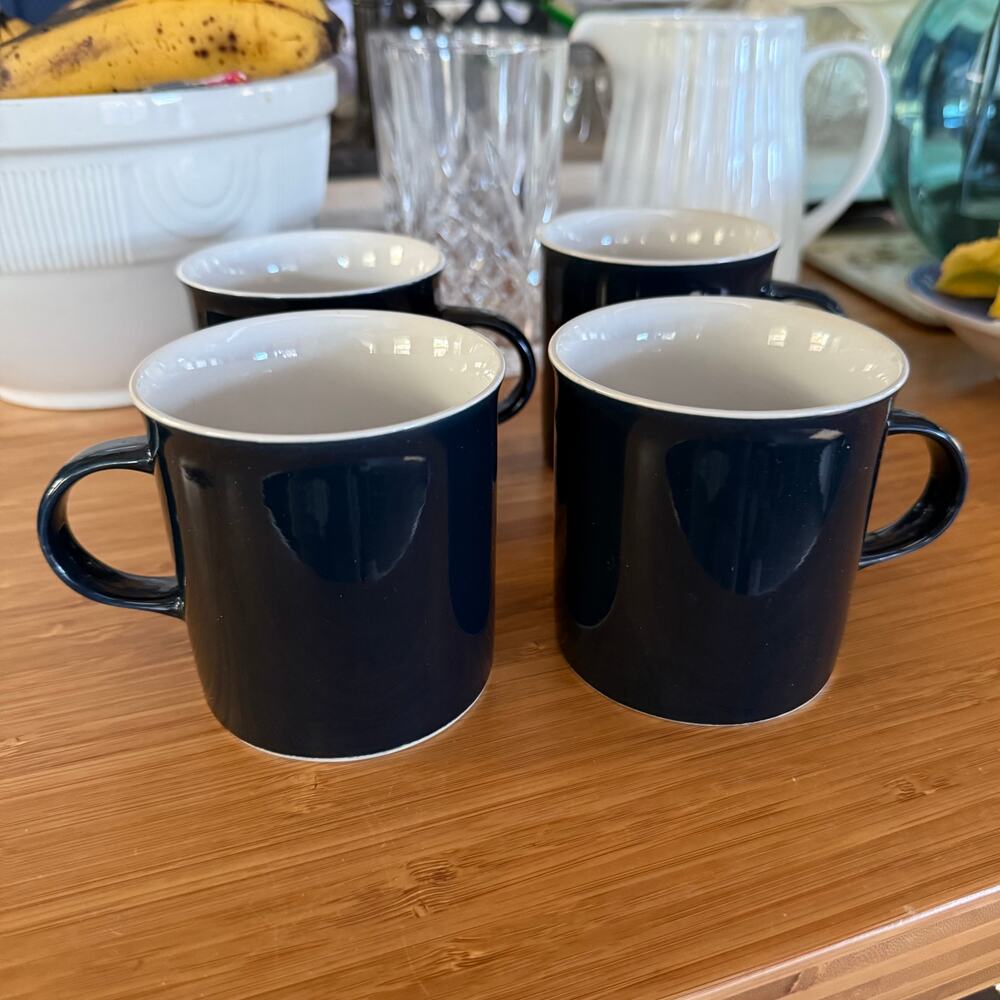 Epoch Set‎ of 4 Blue Chintz Coffee Mugs VERY NICE